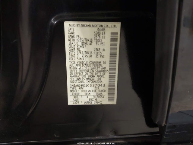 2006 NISSAN XTERRA 5N1AN08U56C537043 Photo 8