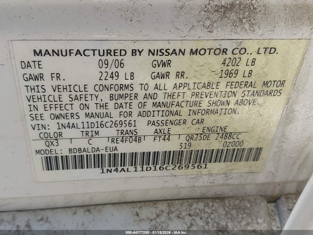 2006 NISSAN ALTIMA 1N4AL11D16C269561 Photo 8