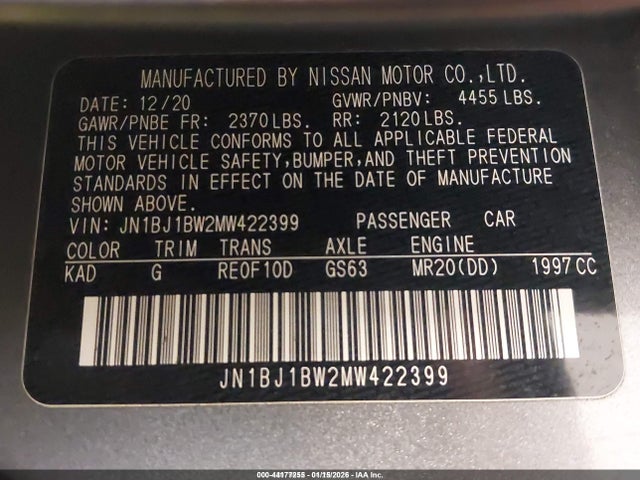 Aukcja sprzedaży 2021 Nissan Rogue Sport Sv Awd Xtronic Cvt, vin: JN1BJ1BW2MW422399, numer aukcji: 44177255