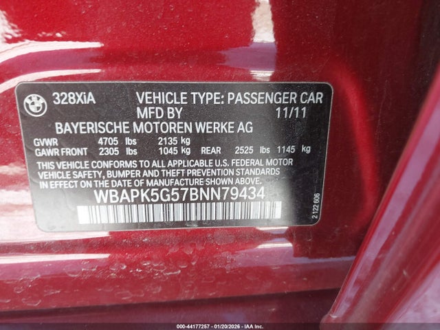 Aukcja sprzedaży 2011 Bmw 328i Xdrive, vin: WBAPK5G57BNN79434, numer aukcji: 44177257