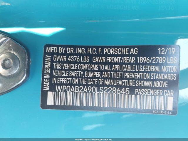 2020 PORSCHE 911 WP0AB2A90LS228645 Photo 8