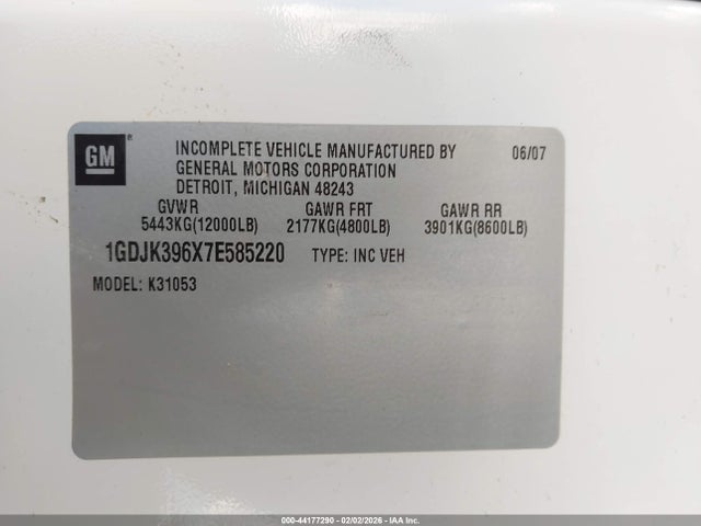 Продажа на аукционе авто 2007 Gmc Sierra 3500 Chassis Work Truck, vin: 1GDJK396X7E585220, номер лота: 44177290