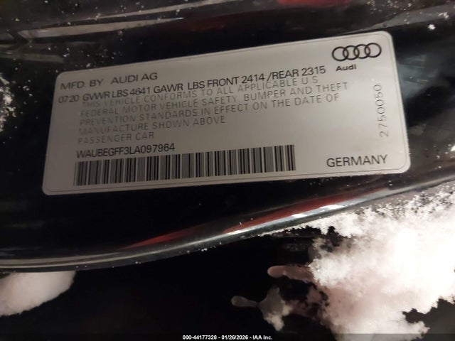 Aukcja sprzedaży 2020 Audi A3 Premium 45 Tfsi S Line Quattro S Tronic, vin: WAUBEGFF3LA097964, numer aukcji: 44177328