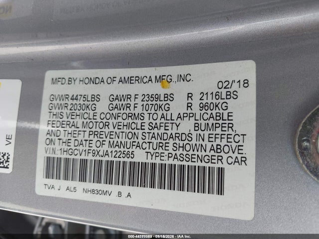 1HGCV1F9XJA122565 Honda Accord Touring