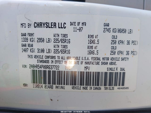 2008 CHRYSLER TOWN & COUNTRY 2A8HR54P08R637722 Photo 8