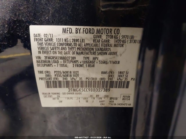 2011 FORD FLEX 2FMGK5CC9BBD27389 Photo 8