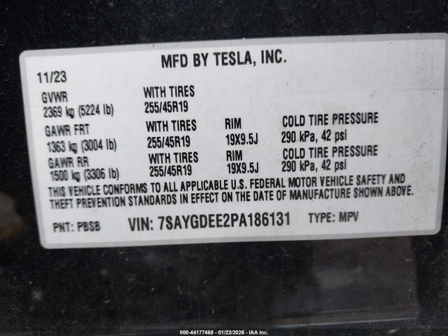 Aukcja sprzedaży 2023 Tesla Model Y Awd/long Range Dual Motor All-wheel Drive, vin: 7SAYGDEE2PA186131, numer aukcji: 44177468