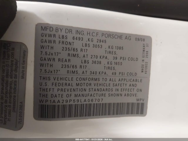 2009 PORSCHE CAYENNE WP1AA29P59LA06707 Photo 8
