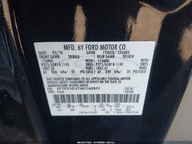 2010 FORD F-150 1FTFX1EV7AFC42931 Photo 8