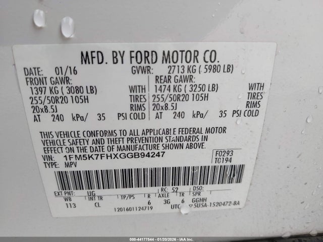 1FM5K7FHXGGB94247 Ford Explorer Limited
