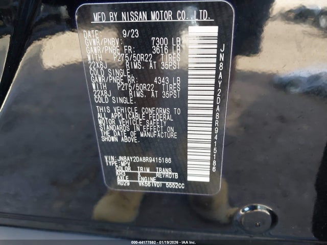 JN8AY2DA8R9415186 Nissan Armada Platinum 2wd