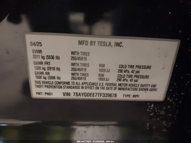 7SAYGDEE7TF339678 Tesla Model Y Long Range Dual Motor All-wheel Drive/long Range Launch Series