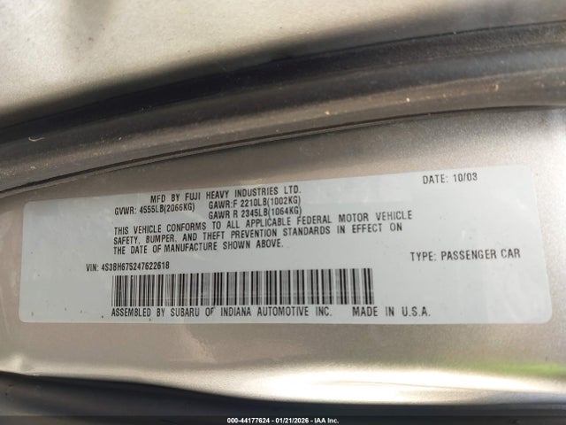 2004 SUBARU OUTBACK 4S3BH675247622618 Photo 8