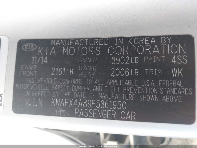 Продаж на аукціоні авто 2015 Kia Forte Ex, vin: KNAFX4A89F5361950, номер лоту: 44177651