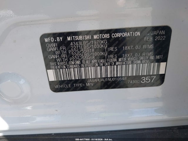 2022 MITSUBISHI OUTLANDER SPORT JA4ARUAU1NU010548 Photo 8