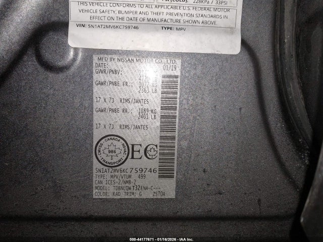 2019 NISSAN ROGUE 5N1AT2MV6KC759746 Photo 8