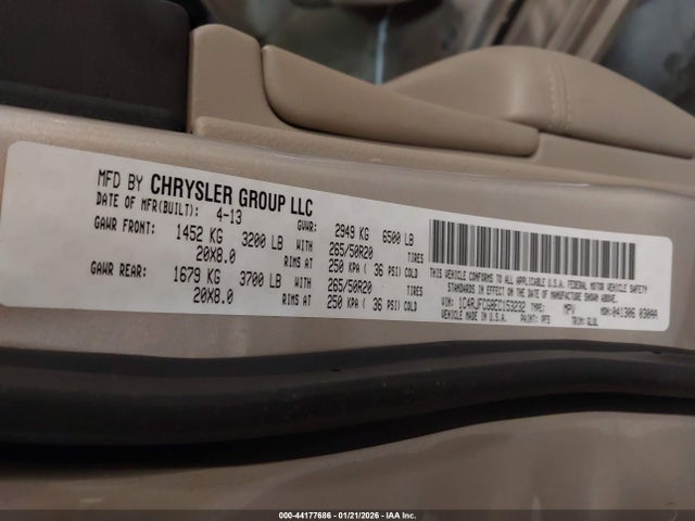 44177686 :رقم المزاد ، 1C4RJFCG8EC153232 vin ، 2014 Jeep Grand Cherokee Overland مزاد بيع