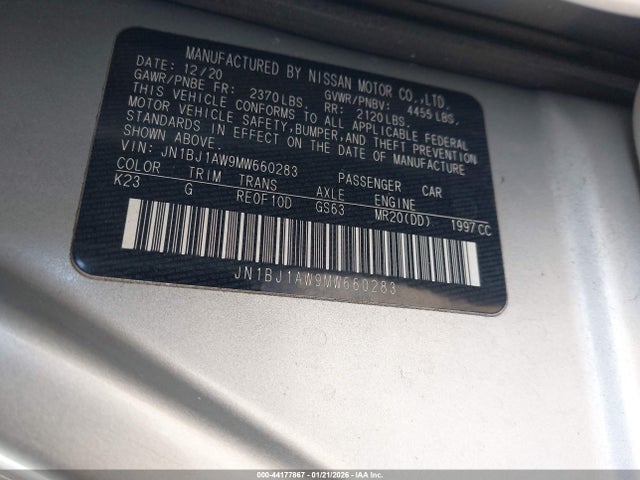 JN1BJ1AW9MW660283 Nissan Rogue Sport S Awd Xtronic Cvt