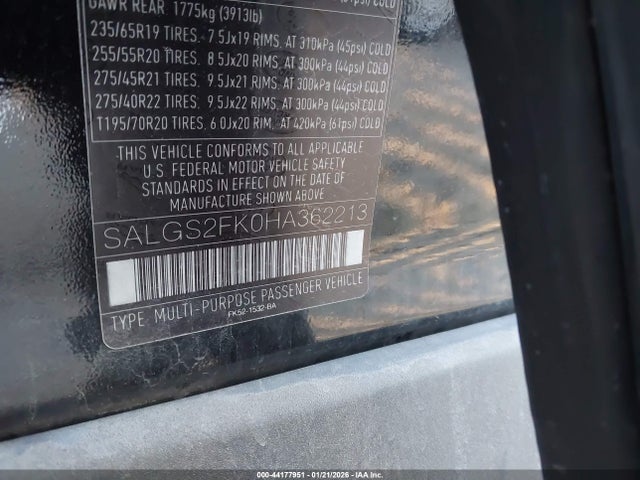 2017 LAND ROVER RANGE ROVER SALGS2FK0HA362213 Photo 8