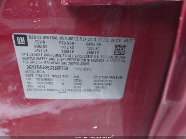 2012 CADILLAC SRX 3GYFNBE35CS608758 Photo 8