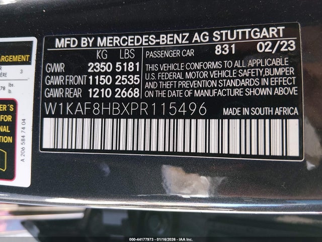 W1KAF8HBXPR115496 Mercedes-Benz Amg C 43 4matic