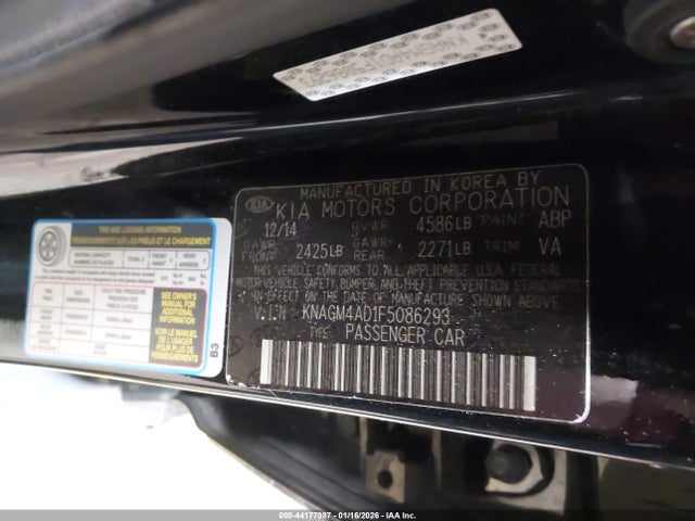 KNAGM4AD1F5086293 KIA OPTIMA HYBRID