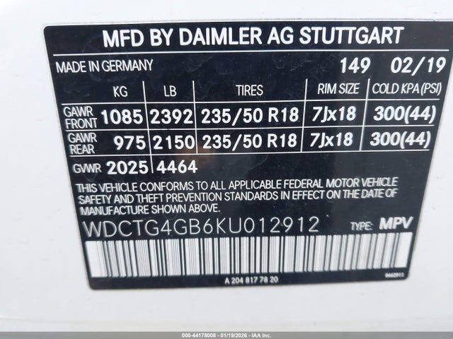 2019 MERCEDES-BENZ GLA 250 WDCTG4GB6KU012912 Photo 8