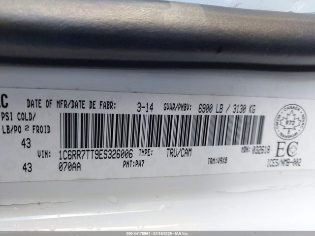 44178061 :رقم المزاد ، 1C6RR7TT9ES326006 vin ، 2014 Ram 1500 Slt مزاد بيع