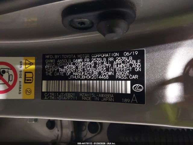 Продаж на аукціоні авто 2019 Lexus Ux 250h F Sport, vin: JTHU9JBH0K2014468, номер лоту: 44178112