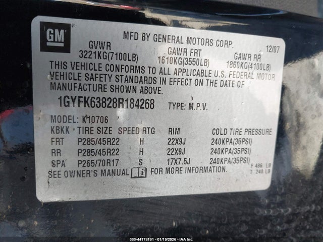 2008 CADILLAC ESCALADE 1GYFK63828R184268 Photo 8