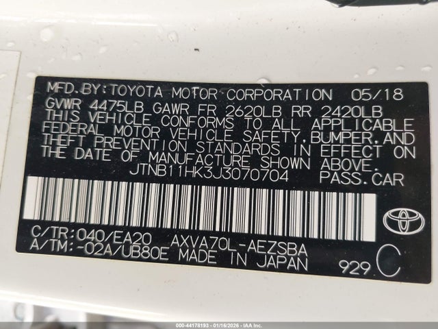 Продажа на аукционе авто 2018 Toyota Camry Se, vin: JTNB11HK3J3070704, номер лота: 44178193