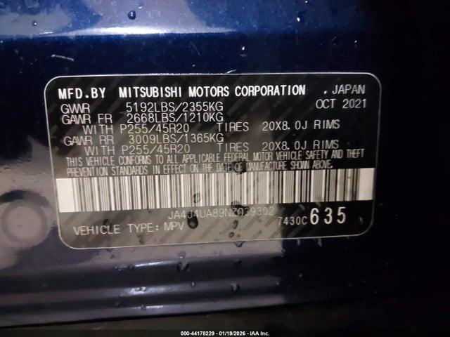2022 MITSUBISHI OUTLANDER JA4J4UA89NZ039302 Photo 8