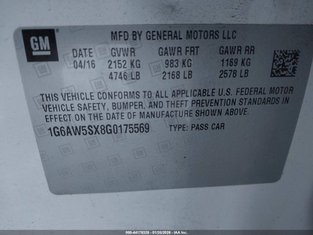 2016 CADILLAC CTS 1G6AW5SX8G0175569 Photo 8