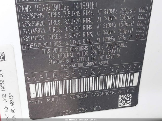 2019 LAND ROVER DISCOVERY SALRT2RV4K2402337 Photo 8