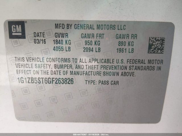 2016 CHEVROLET MALIBU 1G1ZB5ST6GF263826 Photo 8