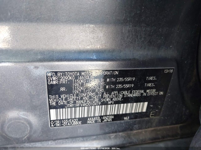 JTMY1RFV4KD010419 Toyota Rav4 Limited