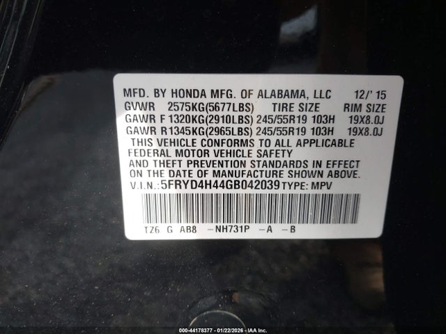 Продажа на аукционе авто 2016 Acura Mdx Technology   Acurawatch Plus Packages/technology Package, vin: 5FRYD4H44GB042039, номер лота: 44178377