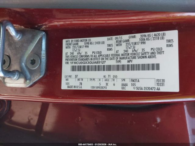 2016 FORD ESCAPE 1FMCU0GX3GUA85127 Photo 8