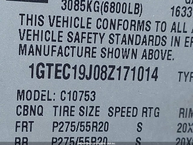 Продажа на аукционе авто 2008 Gmc Sierra 1500 Sle2, vin: 1GTEC19J08Z171014, номер лота: 44178423