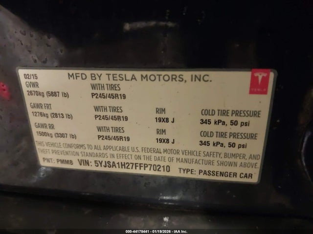 2015 TESLA MODEL S 5YJSA1H27FFP70210 Photo 8