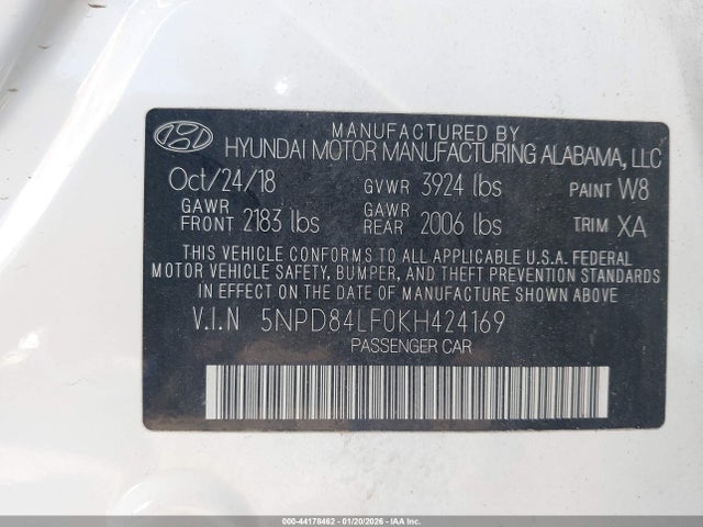 Hyundai ELANTRA SEL 2019 5NPD84LF0KH424169 Image 9