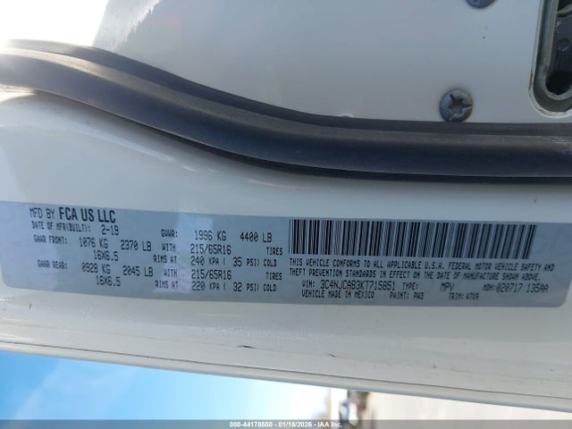 Продаж на аукціоні авто 2019 Jeep Compass Sport Fwd, vin: 3C4NJCAB3KT715851, номер лоту: 44178500