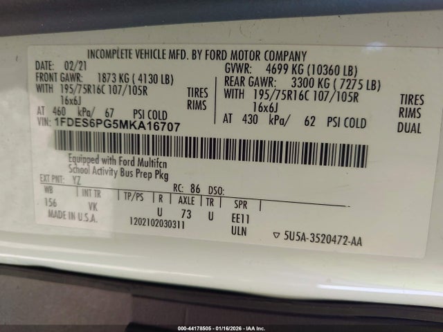 Ford Transit-350 Cutaway 2021 1FDES6PG5MKA16707 Image 8