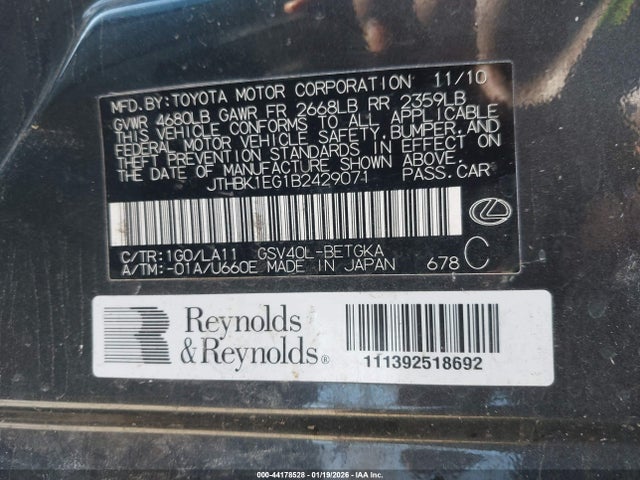 2011 LEXUS ES 350 JTHBK1EG1B2429071 Photo 8