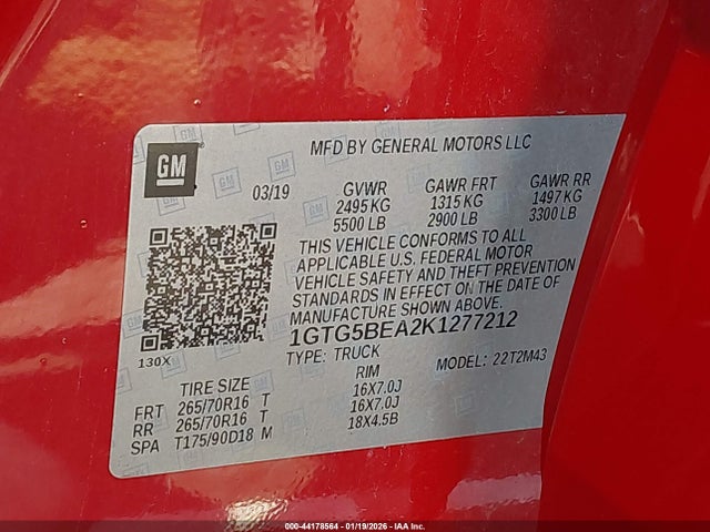 GMC Canyon 2019 1GTG5BEA2K1277212 Image 9