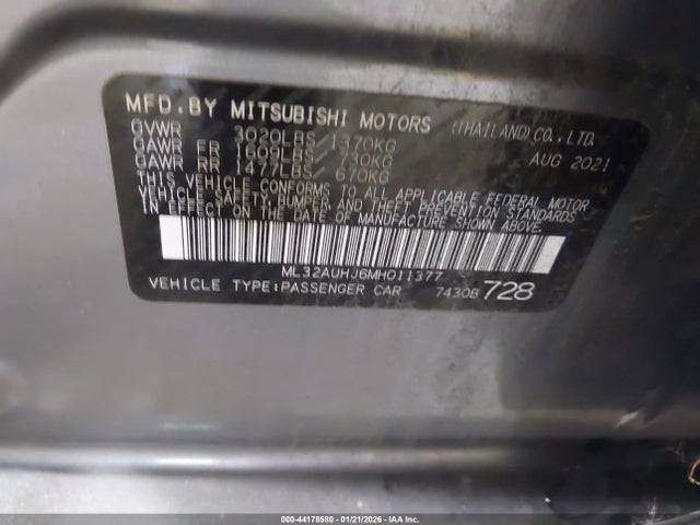 2021 MITSUBISHI MIRAGE ML32AUHJ6MH011377 Photo 8