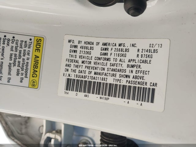 2013 ACURA TL 19UUA8F27DA011892 Photo 8