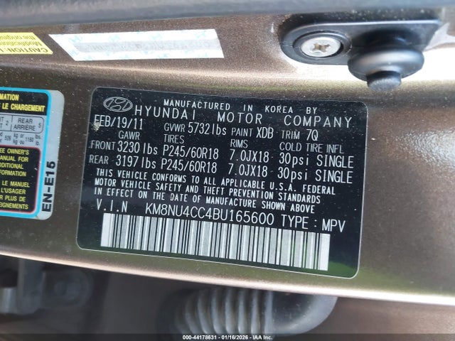 Aukcja sprzedaży 2011 Hyundai Veracruz Limited, vin: KM8NU4CC4BU165600, numer aukcji: 44178631