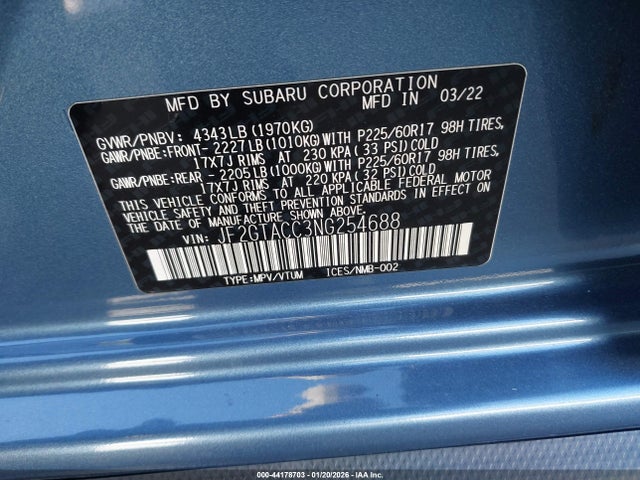 Subaru Crosstrek Premium 2022 JF2GTACC3NG254688 Image 9