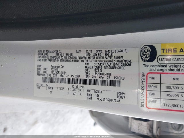 2016 FORD FIESTA 3FADP4AJ1GM126926 Photo 8